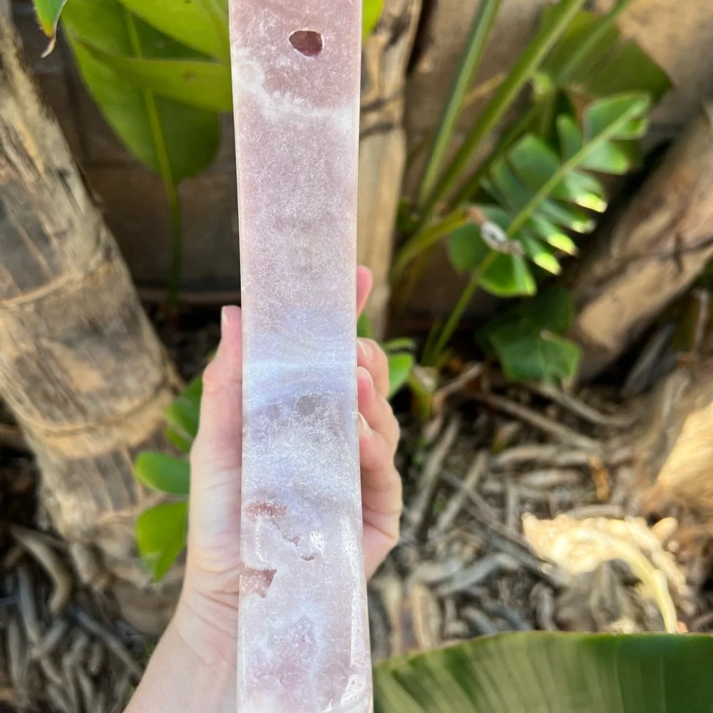 Pink amethyst druzy Moon with Gold Quartz Crystal - Picture 9 of 9